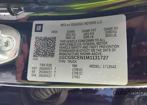 2021 Chevrolet Colorado 2Wd Short Box Lt z USA, uszkodzony, nr VIN 1GCGSCEN1M1131727